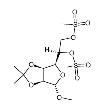 Methyl 1,2-O-isopropylidene-5,6-dimethanesulphonyl-α-D-glucofuranoside结构式