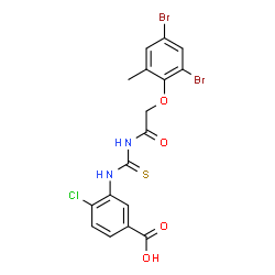 5-CHLORO-2-[[[[(2,4-DIBROMO-6-METHYLPHENOXY)ACETYL]AMINO]THIOXOMETHYL]AMINO]-BENZOIC ACID结构式