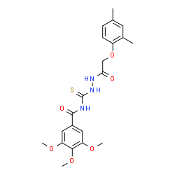 N-({2-[(2,4-dimethylphenoxy)acetyl]hydrazino}carbonothioyl)-3,4,5-trimethoxybenzamide structure