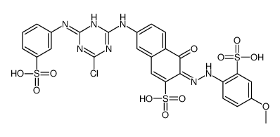7-[[4-chloro-6-[(3-sulphophenyl)amino]-1,3,5-triazin-2-yl]amino]-4-hydroxy-3-[(4-methoxy-2-sulphophenyl)azo]naphthalene-2-sulphonic acid structure