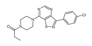 Piperazine, 1-[3-(4-chlorophenyl)isothiazolo[4,5-d]pyrimidin-7-yl]-4-(1-oxopropyl)- (9CI)结构式