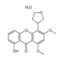 8-Hydroxy-4-(5-hydroxy-tetrahydro-furan-3-yl)-1,3-dimethoxy-xanthen-9-one结构式