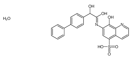 8-hydroxy-7-[[2-hydroxy-2-(4-phenylphenyl)acetyl]amino]quinoline-5-sulfonic acid,hydrate结构式