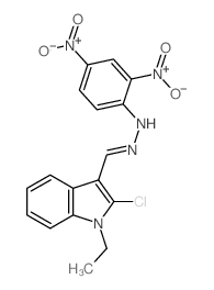 1H-Indole-3-carboxaldehyde,2-chloro-1-ethyl-, 2-(2,4-dinitrophenyl)hydrazone structure