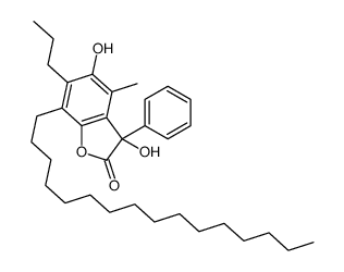 7-hexadecyl-3,5-dihydroxy-4-methyl-3-phenyl-6-propyl-3H-benzofuran-2-one结构式