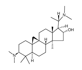 (20S)-4,4,14-Trimethyl-3β,20-bis(dimethylamino)-9β,19-cyclo-5α-pregnan-16α-ol结构式