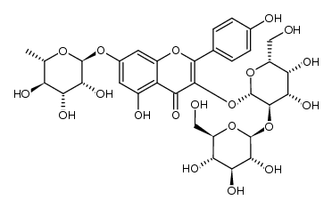 3,5,7-trihydroxy-2-(4-hydroxyphenyl)-4H-1-benzopyran-4-one 3-O-β-D-glucopyranosyl-(1->2)-β-D-galactopyranosyl-7-O-α-L-rhamnopyranoside结构式