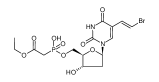 <(ethoxycarbonyl)methyl>phosphonic acid 5-(E)-(2-bromovinyl)-2'-deoxyuridin-5'-yl ester结构式