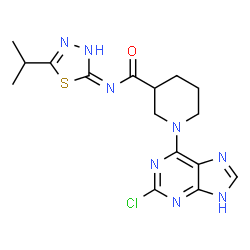 1-(2-chloro-9H-purin-6-yl)-N-[(2E)-5-(propan-2-yl)-1,3,4-thiadiazol-2(3H)-ylidene]piperidine-3-carboxamide picture