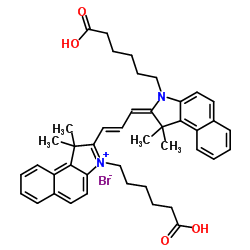 3-(5-Carboxypentyl)-2-{(1E,3E)-3-[3-(5-carboxypentyl)-1,1-dimethyl-1,3-dihydro-2H-benzo[e]indol-2-ylidene]-1-propen-1-yl}-1,1-dimethyl-1H-benzo[e]indolium bromide结构式