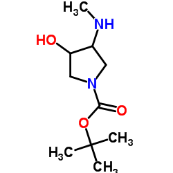 2-Methyl-2-propanyl 3-hydroxy-4-(methylamino)-1-pyrrolidinecarboxylate structure