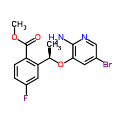 (R)-2-(1-((2-氨基-5-溴吡啶-3-基)氧基)乙基)-4-氟苯甲酸甲酯结构式