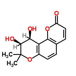(9S,10S)-9,10-Dihydroxy-8,8-dimethyl-9,10-dihydro-2H,8H-pyrano[2,3-f]chromen-2-one Structure