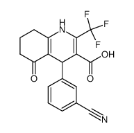 (-)-4-(3-cyanophenyl)-2-trifluoromethyl-5-oxo-1,4,5,6,7,8-hexahydroquinoline-3-carboxylic acid Structure
