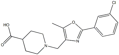 1-((2-(3-chlorophenyl)-5-methyloxazol-4-yl)methyl)piperidine-4-carboxylic acid结构式