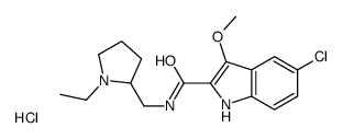 5-chloro-N-[(1-ethyl-2-pyrrolidinyl)methyl]-3-methoxy-1H-indole-2-carboxamide hydrochloride结构式