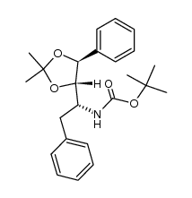 tert-butyl ((R)-1-((4S,5S)-2,2-dimethyl-5-phenyl-1,3-dioxolan-4-yl)-2-phenylethyl)carbamate结构式