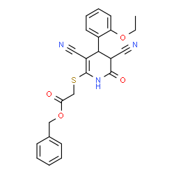 benzyl 2-((3,5-dicyano-4-(2-ethoxyphenyl)-6-oxo-1,4,5,6-tetrahydropyridin-2-yl)thio)acetate Structure