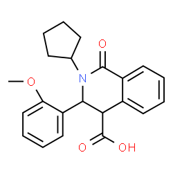 2-Cyclopentyl-3-(2-methoxyphenyl)-1-oxo-1,2,3,4-tetrahydro-4-isoquinolinecarboxylic acid Structure