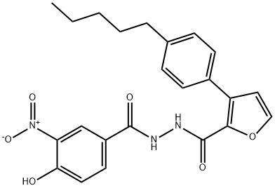 N'-(4-Hydroxy-3-nitrobenzoyl)-3-(4-pentylphenyl)-2-furohydrazide Structure