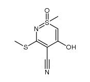 5-hydroxy-1-methyl-3-methylsulfanyl-1-oxo-1λ6-[1,2]thiazine-4-carbonitrile结构式