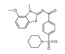 N-(4-methoxy-3-methyl-1,3-benzothiazol-2-ylidene)-4-piperidin-1-ylsulfonylbenzamide结构式