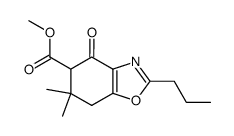 2-propyl-4,5,6,7-tetrahydro-5-methoxycarbonyl-6,6-dimethyl-1,3-benzooxazol-4-one结构式