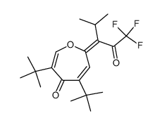 (E)-3,5-di-tert-butyl-7-(1,1,1-trifluoro-4-methyl-2-oxopentan-3-ylidene)oxepin-4(7H)-one结构式