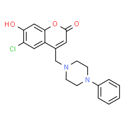 6-chloro-2-oxo-4-[(4-phenylpiperazin-1-ium-1-yl)methyl]-2H-chromen-7-olate结构式