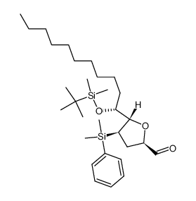 (2R,4R,5S)-5-[(1R)-1-(tert-butyldimethylsilanyloxy)undecyl]-4-(dimethylphanylsilanyl)tetrahydrofuran-2-carbaldehyde结构式