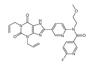 1,3-diallyl-8-[6-(N-[6-fluoronicotinoyl]-N-(2-methoxyethyl)amino)-3-pyridyl]xanthine Structure