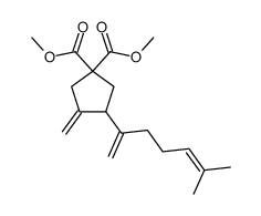 4,4-bis(methoxycarbonyl)-2-(6'-methylhepta-1',5'-dien-2'-yl)-1-methylenecyclopentane结构式