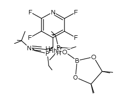 (rhodium)(4-C5F4N)(CNtBu)(PEt3)2(O-4,4,5,5-tetramethyl-1,3,2-dioxaborolane(-1H)) Structure