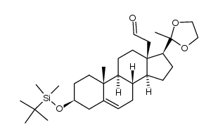3β-tertiobutyldimethylsilyloxy-18-carboxaldehyde-20,20-ethylenedioxy-pregn-5-ene结构式