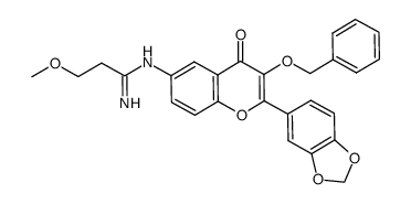 2-(benzo[1,3]dioxol-5-yl)-3-benzyloxy-6-[(1-iminopropyl-3-methoxy)amino]-4H-1-benzopyran-4-one结构式