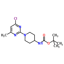 2-Methyl-2-propanyl [1-(4-chloro-6-methyl-2-pyrimidinyl)-4-piperidinyl]carbamate Structure