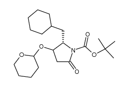 [4S(RS),5S]-5-(cyclohexylmethyl)-4-[(tetrahydro-2H-pyran-2-yl)oxy]-2-oxo-1-pyrrolidinecarboxylic acid, 1,1-dimethylethyl ester结构式