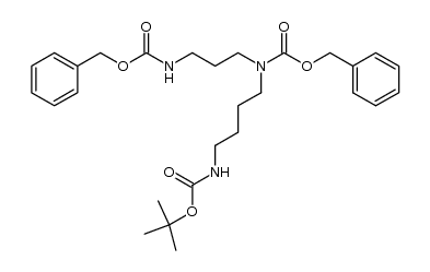 N1,N4-dibenzyloxycarbonyl-N8-tert-butoxycarbonylspermidine结构式