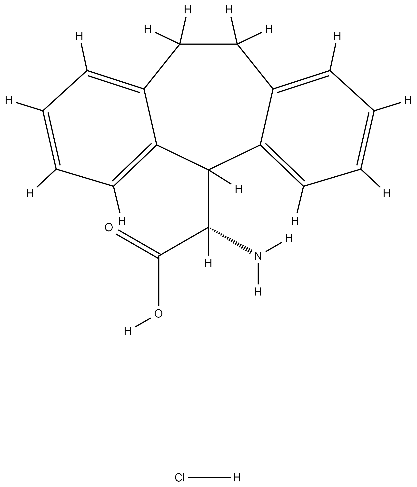 (S)-2-amino-2-(10,11-dihydro-5H-dibenzo[a,d][7]annulen-5-yl)acetic acid hydrochloride Structure