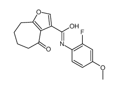N-(2-fluoro-4-methoxyphenyl)-4-oxo-5,6,7,8-tetrahydrocyclohepta[b]furan-3-carboxamide结构式
