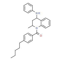 [2-methyl-4-(phenylamino)-3,4-dihydroquinolin-1(2H)-yl](4-pentylphenyl)methanone结构式