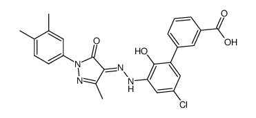 5'-chloro-3'-{N'-[1-(3,4-dimethylphenyl)-3-methyl-5-oxo-1,5-dihydropyrazol-4-ylidene]hydrazino}-2'-hydroxybiphenyl-3-carboxylic acid Structure