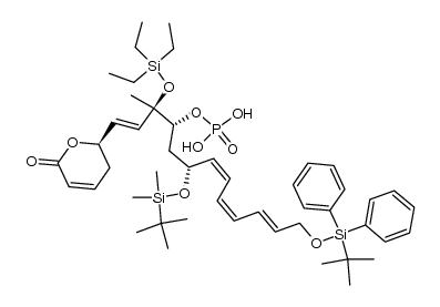 (6R,8R,9Z,11Z,13E)-8-((tert-butyldimethylsilyl)oxy)-3,3-diethyl-5,18,18-trimethyl-5-((E)-2-((R)-6-oxo-3,6-dihydro-2H-pyran-2-yl)vinyl)-17,17-diphenyl-4,16-dioxa-3,17-disilanonadeca-9,11,13-trien-6-yl dihydrogen phosphate Structure