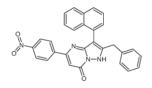 2-benzyl-3-naphthalen-1-yl-5-(4-nitrophenyl)-1H-pyrazolo[1,5-a]pyrimidin-7-one结构式