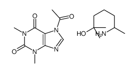 7-acetyl-3,7-dihydro-1,3-dimethyl-1H-purine-2,6-dione, compound with 6-amino-2-methylheptan-2-ol (1:1)结构式