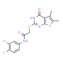 Acetamide, N-(3-chloro-4-fluorophenyl)-2-[(1,4-dihydro-5,6-dimethyl-4-oxothieno[2,3-d]pyrimidin-2-yl)thio]- (9CI) structure