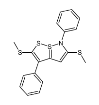 2,5-bis-methylsulfanyl-3,6-diphenyl-6H-7λ4-[1,2]dithiolo[5,1-e]isothiazole结构式