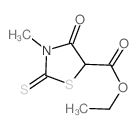 ethyl 3-methyl-4-oxo-2-sulfanylidene-thiazolidine-5-carboxylate结构式