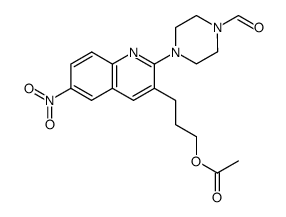 3-(3-acetoxypropyl)-6-nitro-2-(4-formylpiperazin-1-yl)quinoline结构式