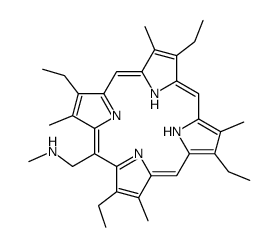 N-methyl-1-(2,7,12,17-tetraethyl-3,8,13,18-tetramethyl-23,24-dihydroporphyrin-5-yl)methanamine结构式